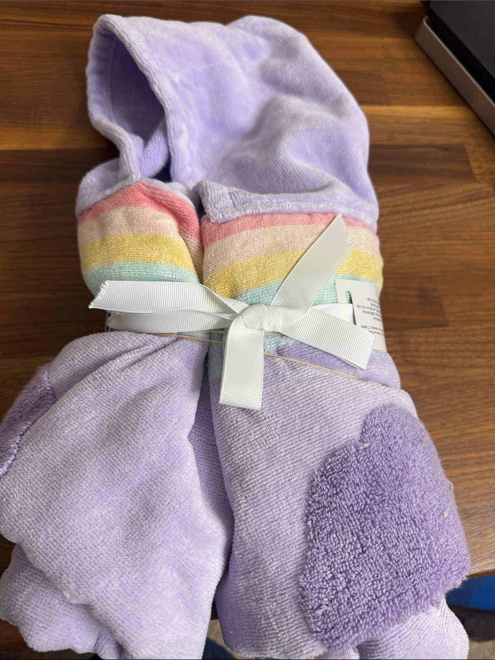 Caro Kids Lavender Rainbow Hooded Towel - 100% Cotton